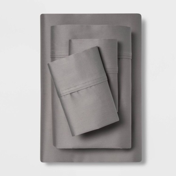 Full 400 Thread Count Solid Performance Sheet Set Gray - Threshold - Picture 2 of 4